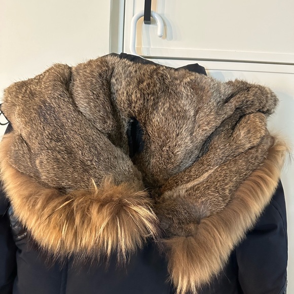 Rudsak Blue Parka size Medium with Fur and Leather - Picture 10 of 13